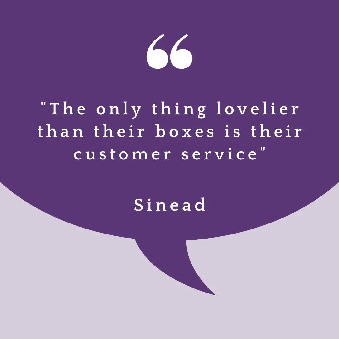 Image shows a customer review for Paperback Down which says "The only thing lovelier than their boxes is their customer service"