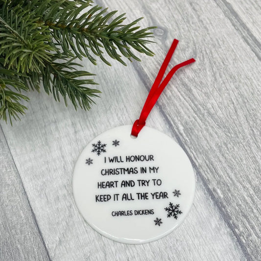 Christmas Tree Decoration: "I Will Honour Christmas"